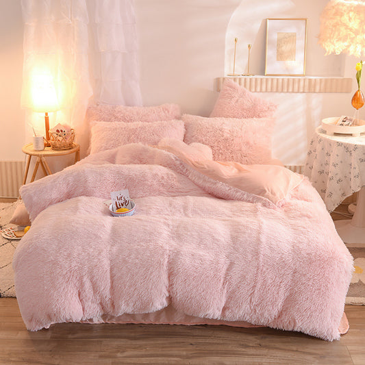 Lyxig tjock Fleece Duvet täckning drottning King Vinter varm säng Quilt täckning kudden Fluffy Plush Shaggy Sängkläder Se t