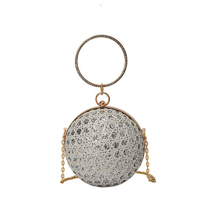 Diamond Retro Shoulder Bag Women's Crossbody Chain Ball Small Round Bag